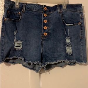 Forever 21 PLUS Destructed Jean Shorts